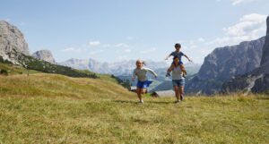 Happy family in the mountains